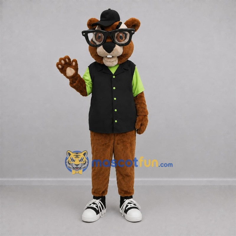 Custom Brown and Black Rodent Mascot Costume Adult Full Body Suit for School Events Custom Brown and Black Rodent Mascot Costume Adult Full Body Suit for School Events