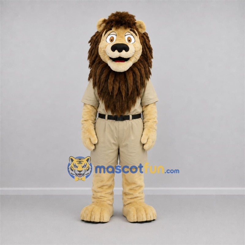 Custom Tan and Brown Safari Lion Mascot Costume Adult Full Body Suit for Nature Events