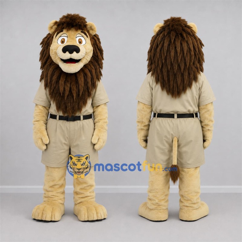 Custom Tan and Brown Safari Lion Mascot Costume Adult Full Body Suit for Nature Events