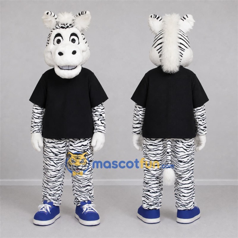 Custom Black and White Zebra Mascot Costume Adult Full Body Suit for School Events Custom Black and White Zebra Mascot Costume Adult Full Body Suit for School Events
