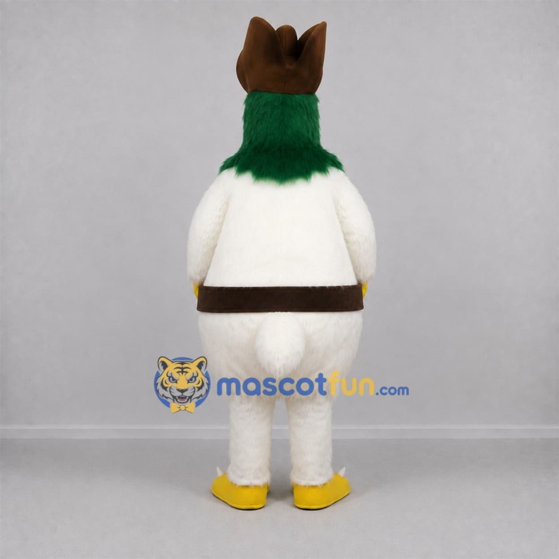 Custom White and Green Cowboy Rooster Mascot Costume Adult Full Body Suit for Western Events Custom White and Green Cowboy Rooster Mascot Costume Adult Full Body Suit for Western Events
