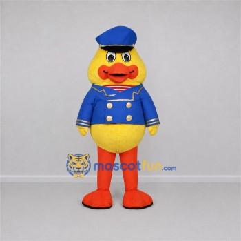Custom Yellow and Blue Captain Duck Mascot Costume Adult Full Body Suit for Nautical Events