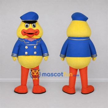 Custom Yellow and Blue Captain Duck Mascot Costume Adult Full Body Suit for Nautical Events
