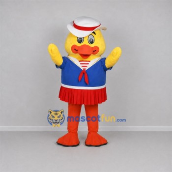 Custom Yellow and Blue Sailor Duck Mascot Costume Adult Full Body Suit for Nautical Events