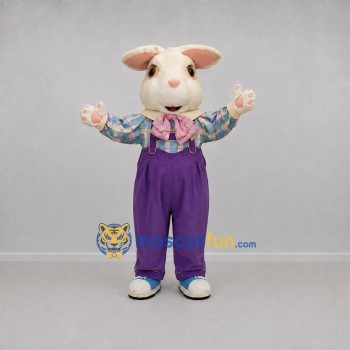 Custom Cream and Purple Easter Bunny Mascot Costume Adult Full Body Suit for Easter Events