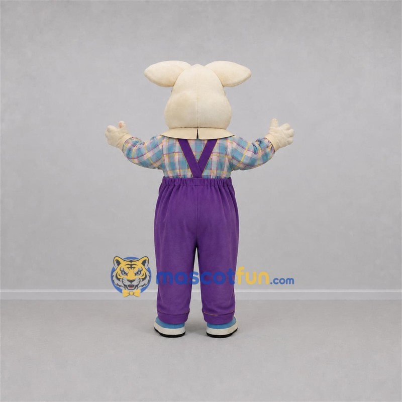 Custom Cream and Purple Easter Bunny Mascot Costume Adult Full Body Suit for Easter Events Custom Cream and Purple Easter Bunny Mascot Costume Adult Full Body Suit for Easter Events