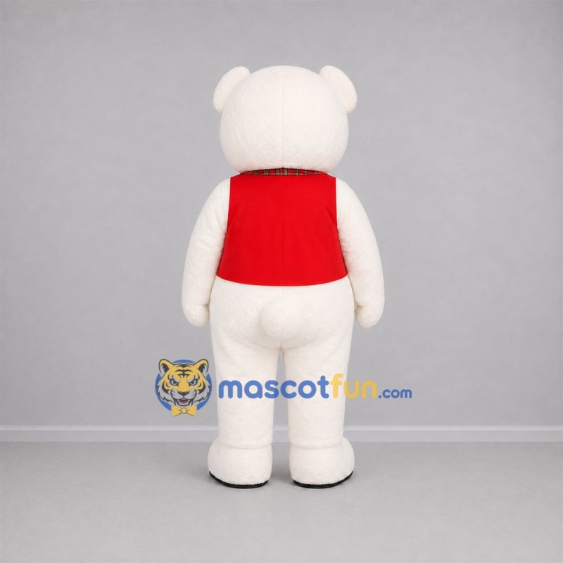 Custom White and Red Teddy Bear Mascot Costume Adult Full Body Suit for Christmas Events Custom White and Red Teddy Bear Mascot Costume Adult Full Body Suit for Christmas Events