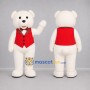 Custom White and Red Teddy Bear Mascot Costume Adult Full Body Suit for Christmas Events