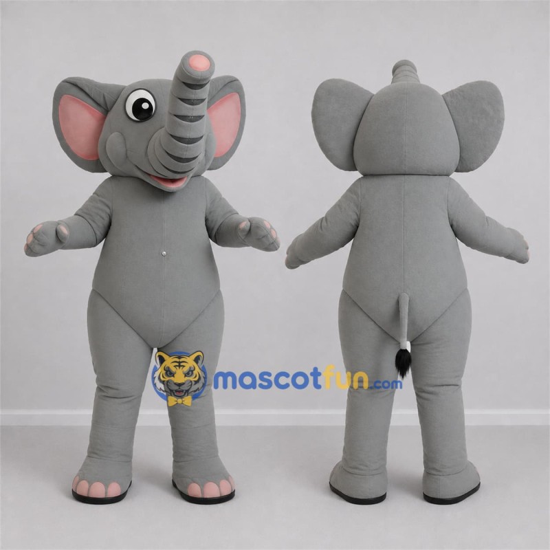 Custom Gray and Pink Elephant Mascot Costume Adult Full Body Suit for Wildlife Events