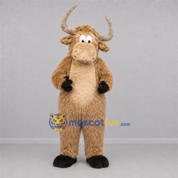 Custom Tan Shaggy Bull Mascot Costume Adult Full Body Suit for Farm Events