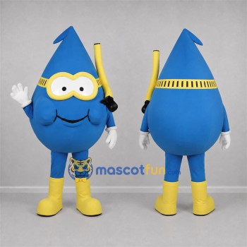 Custom Blue and Yellow Water Drop Mascot Costume Adult Full Body Suit for Water Conservation Events