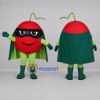 Custom Red and Green Superhero Tomato Mascot Costume Adult Full Body Suit for Food Festivals