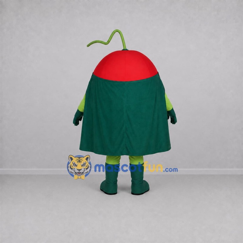 Custom Red and Green Superhero Tomato Mascot Costume Adult Full Body Suit for Food Festivals