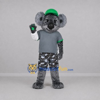 Custom Gray and Green Koala Mascot Costume Adult Full Body Suit for Wildlife Events