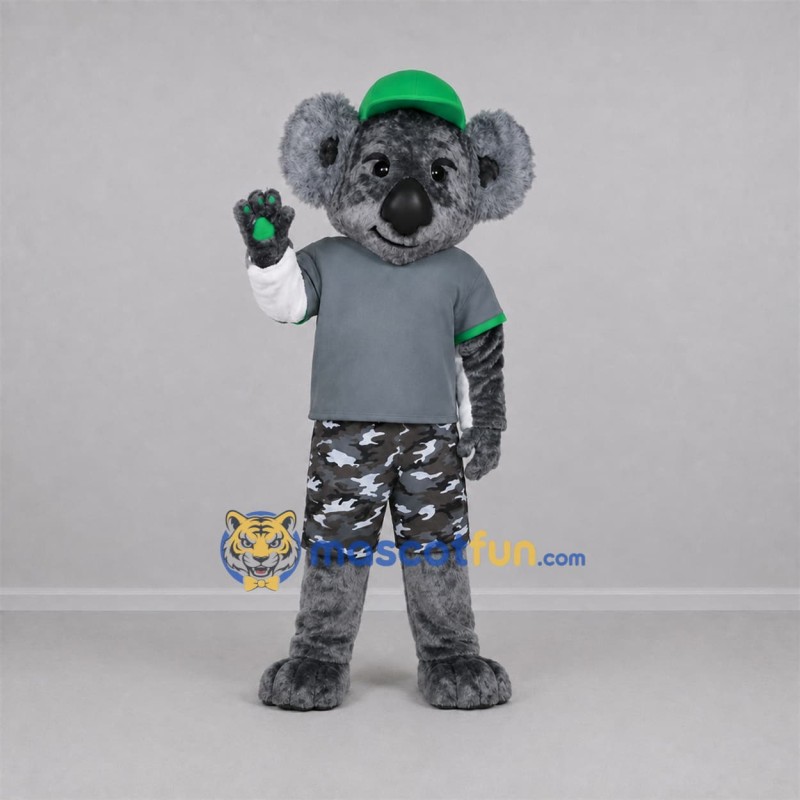 Custom Gray and Green Koala Mascot Costume Adult Full Body Suit for Wildlife Events
