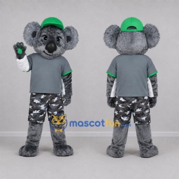 Custom Gray and Green Koala Mascot Costume Adult Full Body Suit for Wildlife Events