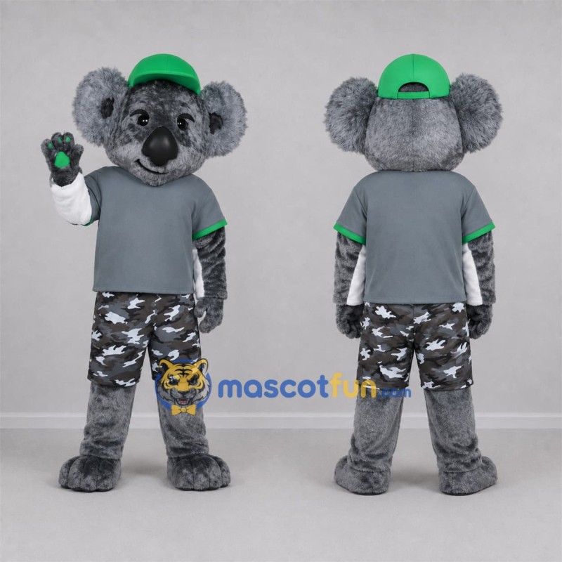 Custom Gray and Green Koala Mascot Costume Adult Full Body Suit for Wildlife Events