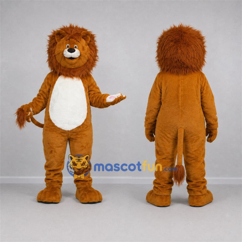 Custom Golden Brown Lion Mascot Costume Adult Full Body Suit for Wildlife Events