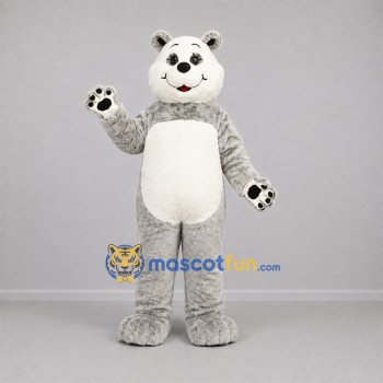 Custom Gray and White Teddy Bear Mascot Costume Adult Full Body Suit for Birthday Parties