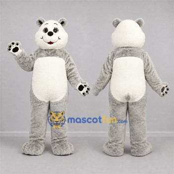 Custom Gray and White Teddy Bear Mascot Costume Adult Full Body Suit for Birthday Parties