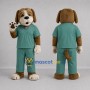 Custom Brown and Teal Doctor Dog Mascot Costume Adult Full Body Suit for Health Events