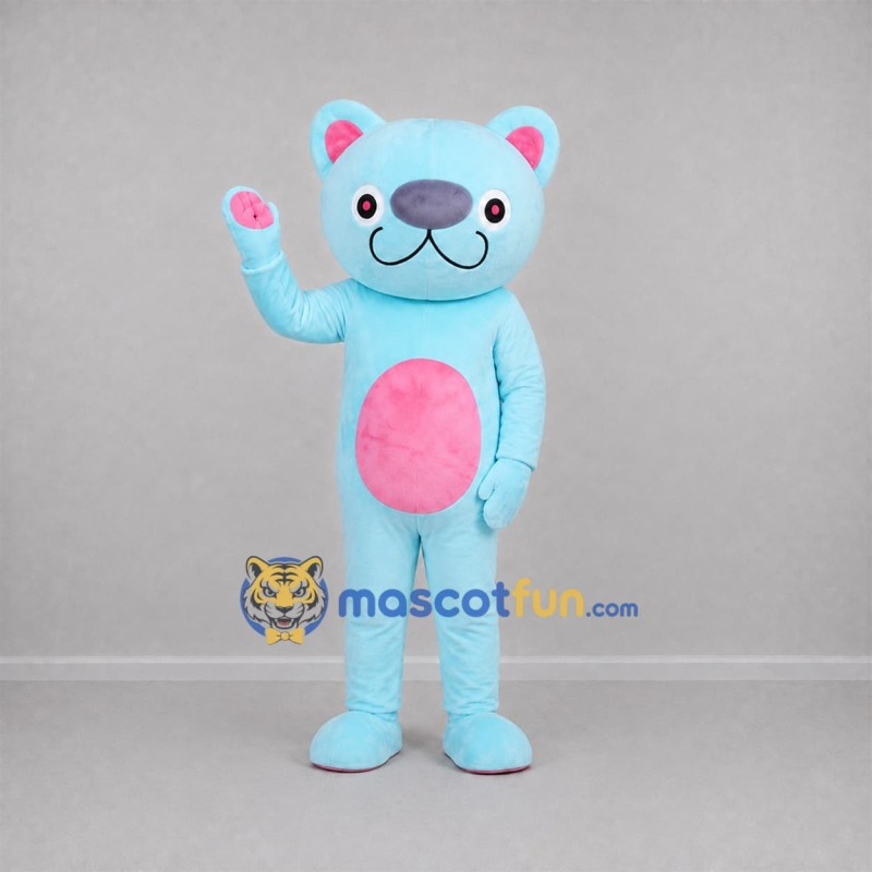 Custom Light Blue and Pink Teddy Bear Mascot Costume Adult Full Body Suit for Birthday Parties Custom Light Blue and Pink Teddy Bear Mascot Costume Adult Full Body Suit for Birthday Parties