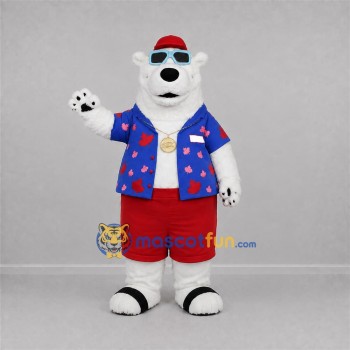 Custom White and Blue Polar Bear Mascot Costume Adult Full Body Suit for Summer Events Custom White and Blue Polar Bear Mascot Costume Adult Full Body Suit for Summer Events