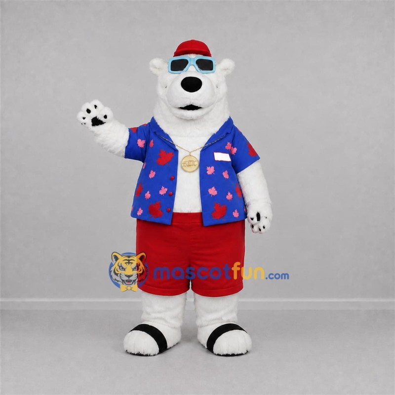 Custom White and Blue Polar Bear Mascot Costume Adult Full Body Suit for Summer Events Custom White and Blue Polar Bear Mascot Costume Adult Full Body Suit for Summer Events
