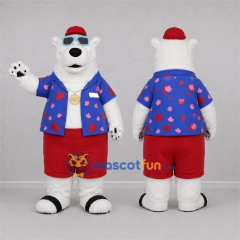 Custom White and Blue Polar Bear Mascot Costume Adult Full Body Suit for Summer Events