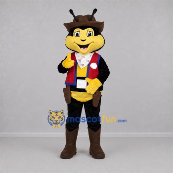 Custom Yellow and Black Cowboy Bee Mascot Costume Adult Full Body Suit for Western Events Custom Yellow and Black Cowboy Bee Mascot Costume Adult Full Body Suit for Western Events