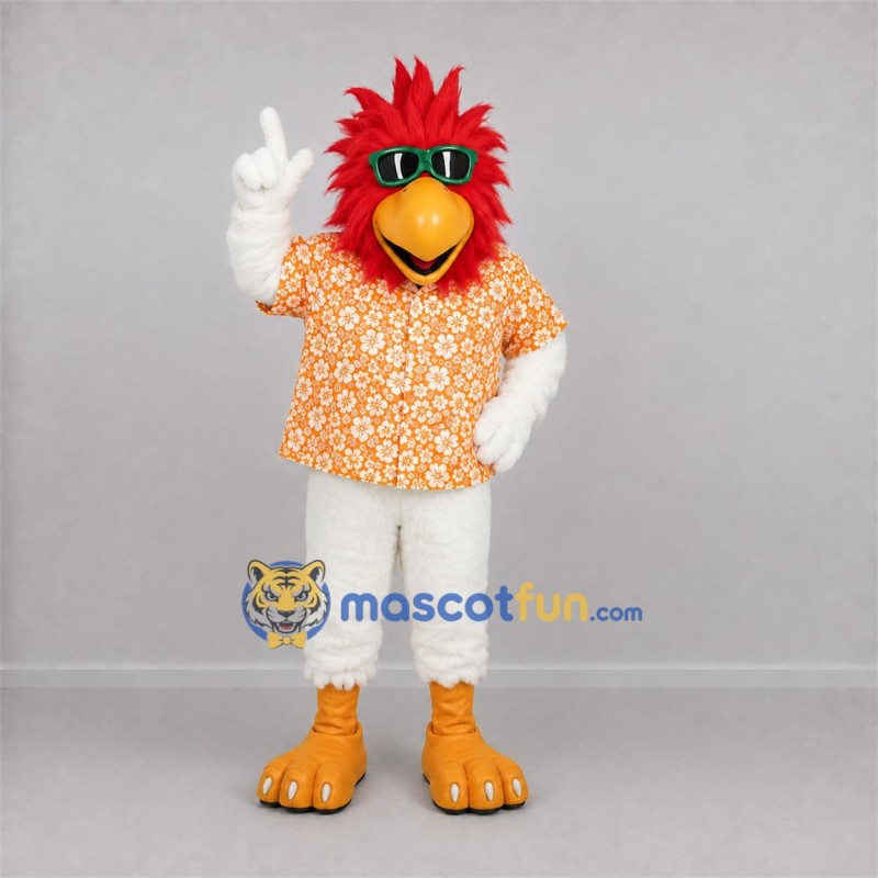 Custom Red and White Tropical Bird Mascot Costume Adult Full Body Suit for Summer Events Custom Red and White Tropical Bird Mascot Costume Adult Full Body Suit for Summer Events