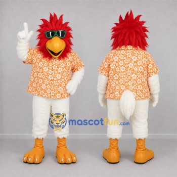 Custom Red and White Tropical Bird Mascot Costume Adult Full Body Suit for Summer Events