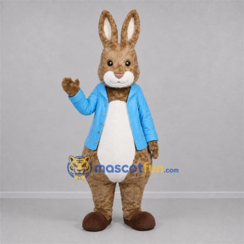 Custom Brown and Blue Rabbit Mascot Costume Adult Full Body Suit for Easter Events Custom Brown and Blue Rabbit Mascot Costume Adult Full Body Suit for Easter Events