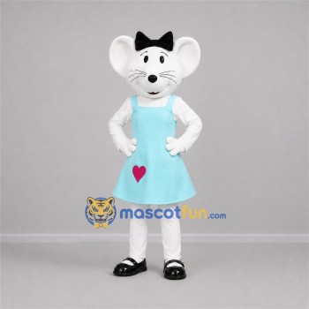 Custom White and Light Blue Mouse Mascot Costume Adult Full Body Suit for Birthday Parties Custom White and Light Blue Mouse Mascot Costume Adult Full Body Suit for Birthday Parties
