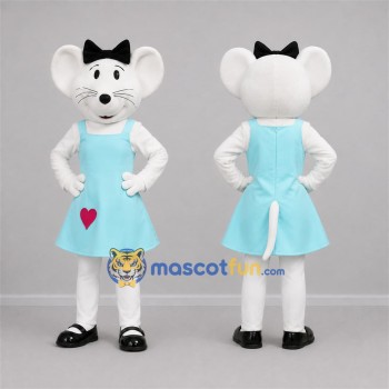 Custom White and Light Blue Mouse Mascot Costume Adult Full Body Suit for Birthday Parties