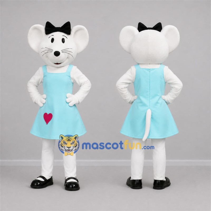 Custom White and Light Blue Mouse Mascot Costume Adult Full Body Suit for Birthday Parties Custom White and Light Blue Mouse Mascot Costume Adult Full Body Suit for Birthday Parties