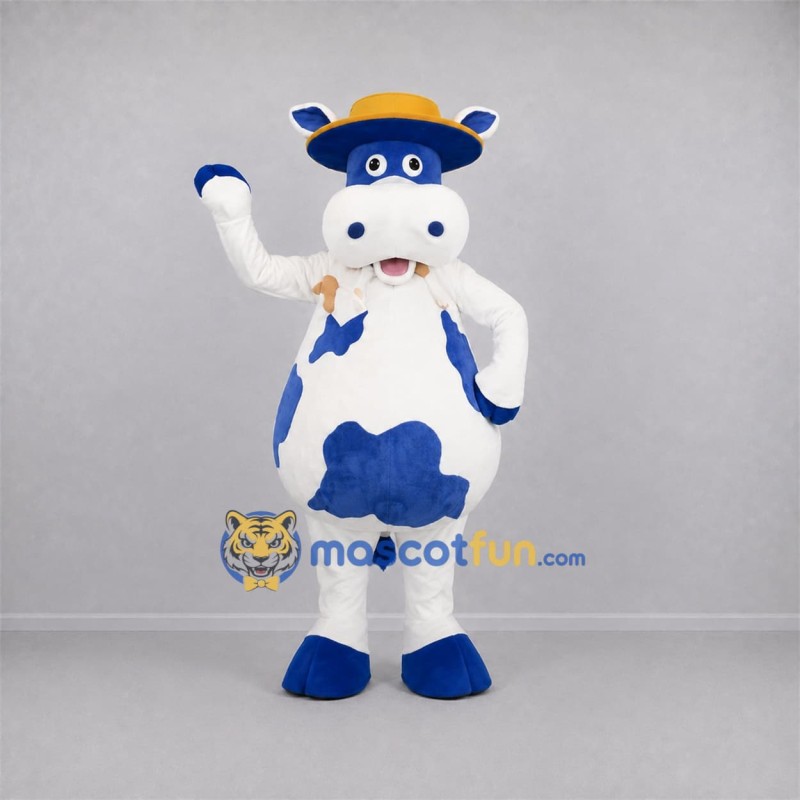 Custom Blue and White Cow Mascot Costume Adult Full Body Suit for Farm Events Custom Blue and White Cow Mascot Costume Adult Full Body Suit for Farm Events