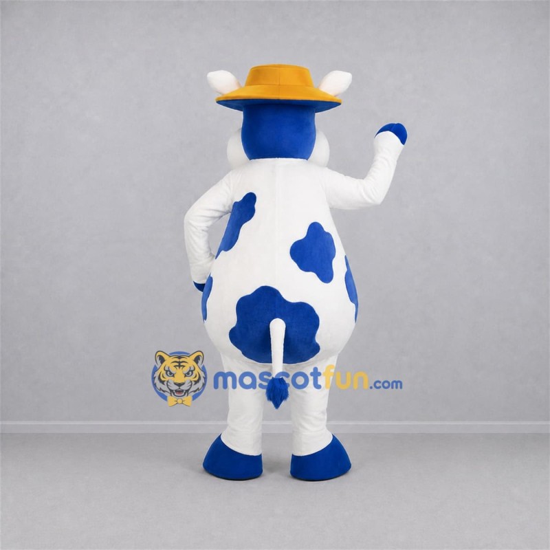 Custom Blue and White Cow Mascot Costume Adult Full Body Suit for Farm Events Custom Blue and White Cow Mascot Costume Adult Full Body Suit for Farm Events