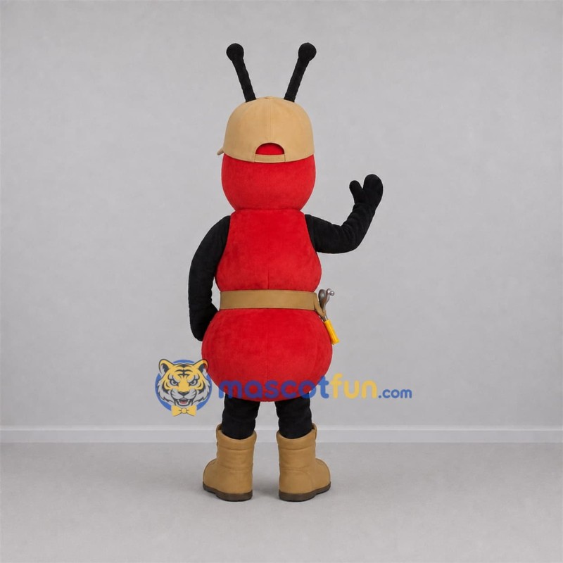 Custom Red and Tan Builder Ant Mascot Costume Adult Full Body Suit for Community Events Custom Red and Tan Builder Ant Mascot Costume Adult Full Body Suit for Community Events
