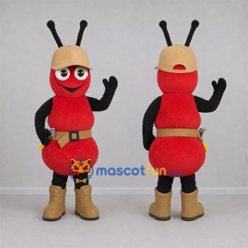Custom Red and Tan Builder Ant Mascot Costume Adult Full Body Suit for Community Events