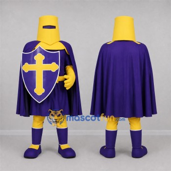 Custom Purple and Yellow Knight Mascot Costume Adult Full Body Suit for Medieval Events