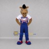Custom Tan and Blue Horse Mascot Costume Adult Full Body Suit for Sports Events