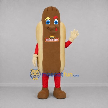 Custom Brown and Tan Hot Dog Mascot Costume Adult Full Body Suit for Food Festivals Custom Brown and Tan Hot Dog Mascot Costume Adult Full Body Suit for Food Festivals