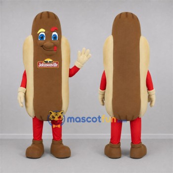 Custom Brown and Tan Hot Dog Mascot Costume Adult Full Body Suit for Food Festivals
