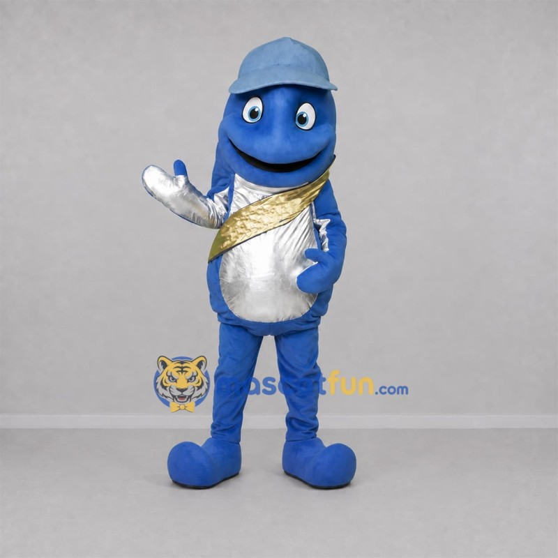 Custom Blue and Silver Fish Mascot Costume Adult Full Body Suit for Ocean Events Custom Blue and Silver Fish Mascot Costume Adult Full Body Suit for Ocean Events