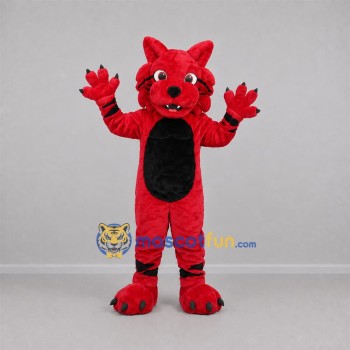 Custom Red and Black Wildcat Mascot Costume Adult Full Body Suit for Sports Events Custom Red and Black Wildcat Mascot Costume Adult Full Body Suit for Sports Events