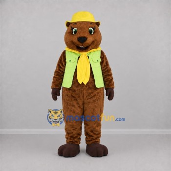 Custom Brown and Green Ranger Beaver Mascot Costume Adult Full Body Suit for Nature Events Custom Brown and Green Ranger Beaver Mascot Costume Adult Full Body Suit for Nature Events