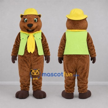 Custom Brown and Green Ranger Beaver Mascot Costume Adult Full Body Suit for Nature Events