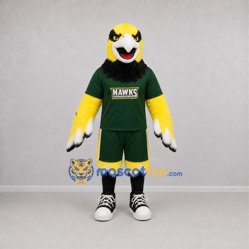 Custom Yellow and Green Hawk Mascot Costume Adult Full Body Suit for Sports Events Custom Yellow and Green Hawk Mascot Costume Adult Full Body Suit for Sports Events