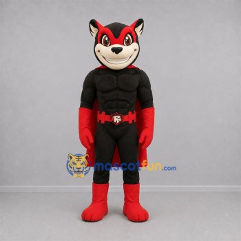 Custom Black and Red Superhero Fox Mascot Costume Adult Full Body Suit for Stage Performances Custom Black and Red Superhero Fox Mascot Costume Adult Full Body Suit for Stage Performances